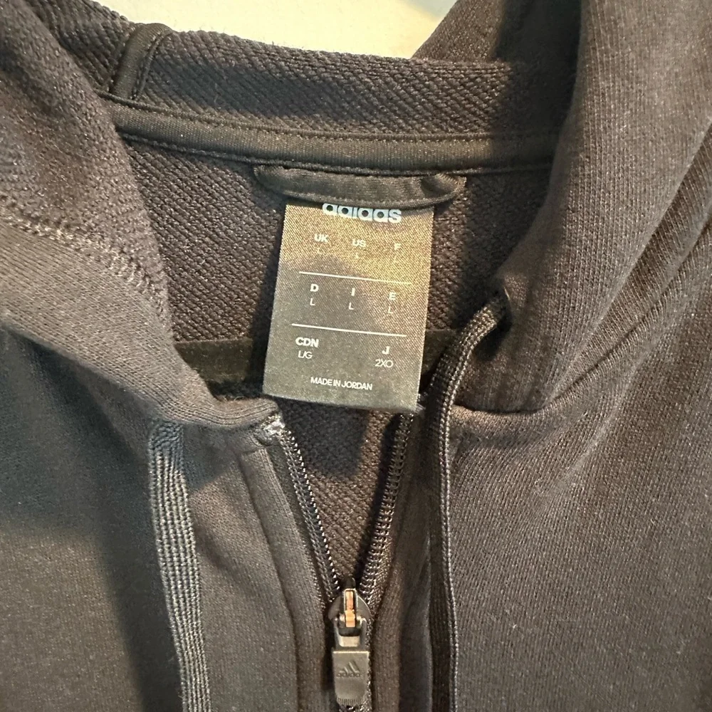 Adidas Men's Black and White Zip-Up Jacket